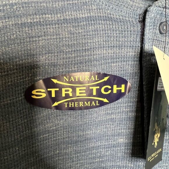 U.S. POLO ASSN SPACE DYE THERMAL HENLEY Sz S Men’s Blue NWT🏷 - Picture 11 of 14